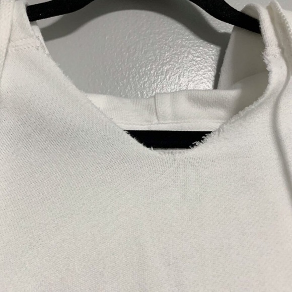 Aerie Raw Hem White Kangaroo Pocket Pullover Hoodie, small - Picture 5 of 9